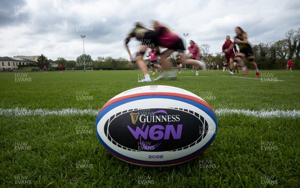 210426 - Wales Women’s Rugby Training - A general view of training with a W6N match ball ahead of the Women’s 6 Nation’s match against England