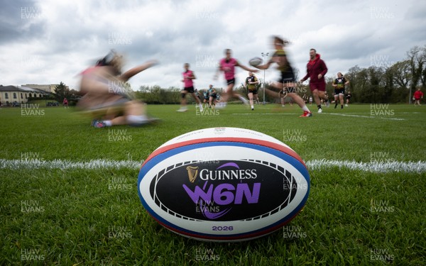 210426 - Wales Women’s Rugby Training - A general view of training with a W6N match ball ahead of the Women’s 6 Nation’s match against England