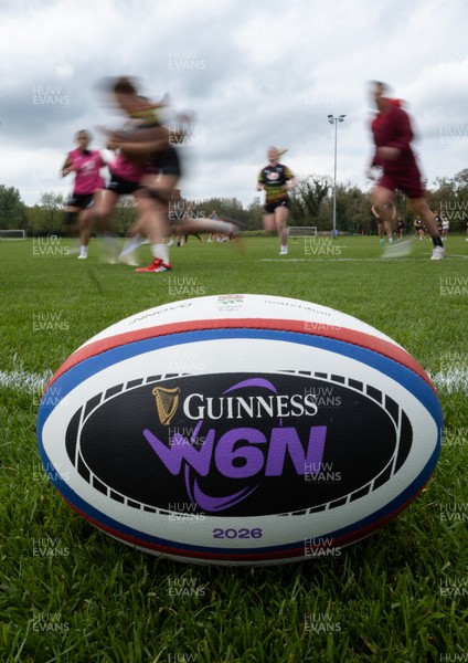 210426 - Wales Women’s Rugby Training - A general view of training with a W6N match ball ahead of the Women’s 6 Nation’s match against England