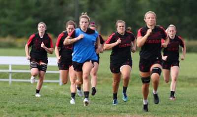 220822 - Wales Women Rugby in Canada - The Wales Women rugby squad during the first training session at their training base just outside Halifax