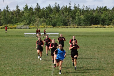 220822 - Wales Women Rugby in Canada - The Wales Women rugby squad during the first training session at their training base just outside Halifax