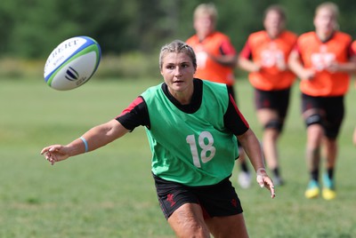 220822 - Wales Women Rugby in Canada - Lowri Norkett during the first Wales Women training session at their training base just outside Halifax