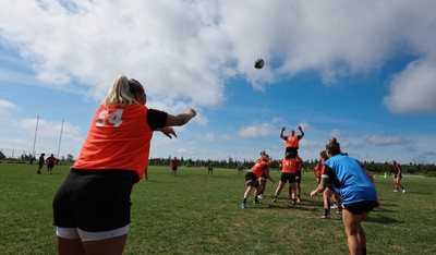 220822 - Wales Women Rugby in Canada - The Wales Women run through lineouts  during the first Wales Women training session at their training base just outside Halifax