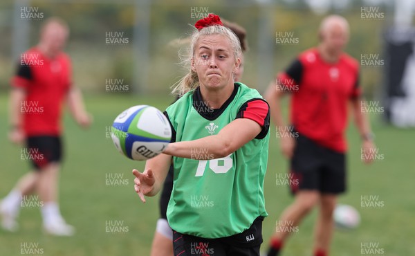220822 - Wales Women Rugby in Canada - Hannah Jones during the first Wales Women training session at their training base just outside Halifax