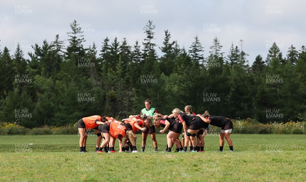 220822 - Wales Women Rugby in Canada - The Wales Women rugby squad during the first training session at their training base just outside Halifax