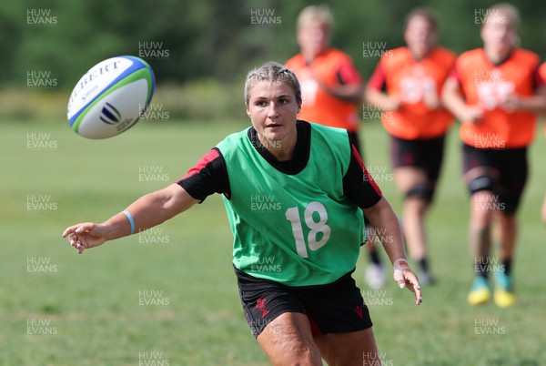 220822 - Wales Women Rugby in Canada - Lowri Norkett during the first Wales Women training session at their training base just outside Halifax