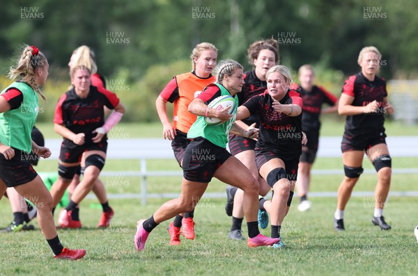220822 - Wales Women Rugby in Canada - Lowri Norkett during the first Wales Women training session at their training base just outside Halifax