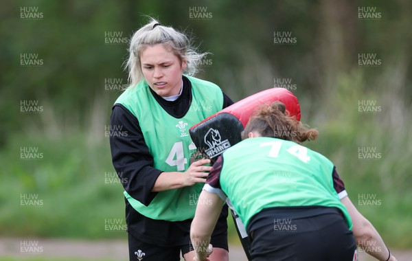 230424 - Wales Women Rugby Training -  Hannah Bluck during training ahead of Wales’ Guinness Women’s 6 Nations match against Italy