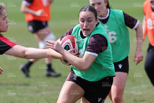 230424 - Wales Women Rugby Training -  Nel Metcalfe during training ahead of Wales’ Guinness Women’s 6 Nations match against Italy