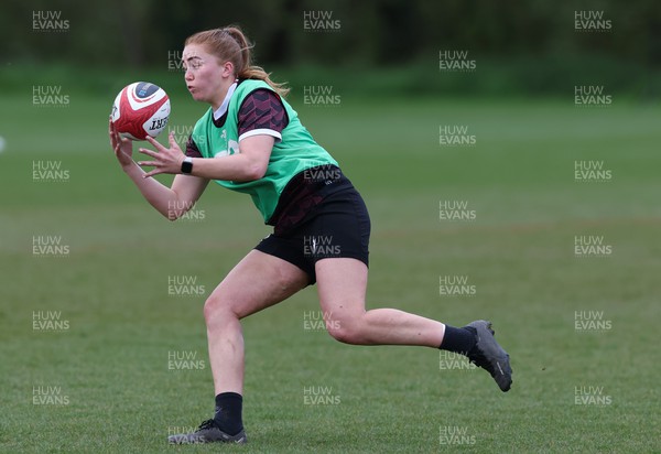 230424 - Wales Women Rugby Training - Niamh Terry during training ahead of Wales’ Guinness Women’s 6 Nations match against Italy