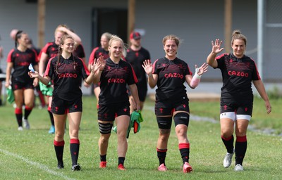 230822 - Wales Women rugby squad players during a training session against the Canadian Women’s rugby squad near Halifax