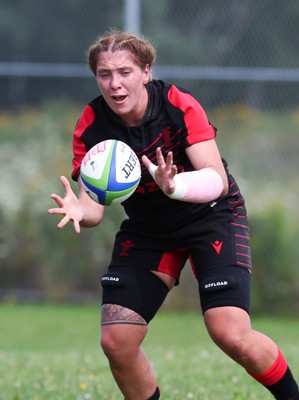 230822 - Wales Women Rugby Training Session - Wales’  Georgia Evans during a training session against the Canadian Women’s rugby squad near Halifax