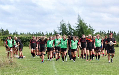 230822 - Wales Women rugby squad players during a training session against the Canadian Women’s rugby squad near Halifax