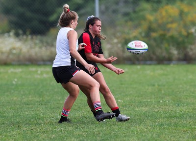 230822 - Wales Women rugby squad players during a training session against the Canadian Women’s rugby squad near Halifax