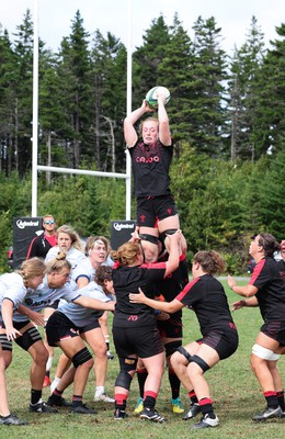 230822 - Wales Women rugby squad players during a training session against the Canadian Women’s rugby squad near Halifax