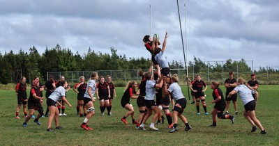 230822 - Wales Women Rugby Training Session - Wales and Canada train against each other ahead of their match this weekend