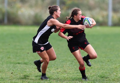 230822 - Wales Women rugby squad players during a training session against the Canadian Women’s rugby squad near Halifax