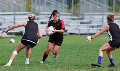 230822 - Wales Women rugby squad players during a training session against the Canadian Women’s rugby squad near Halifax