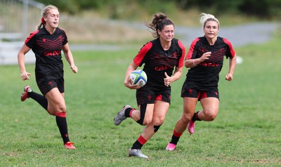 230822 - Wales Women rugby squad players during a training session against the Canadian Women’s rugby squad near Halifax