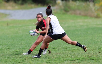 230822 - Wales Women rugby squad players during a training session against the Canadian Women’s rugby squad near Halifax