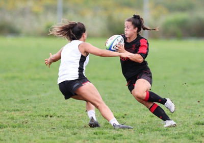 230822 - Wales Women rugby squad players during a training session against the Canadian Women’s rugby squad near Halifax