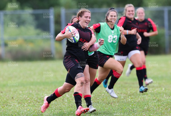 230822 - Wales Women Rugby Training Session - Wales’ Georgia Evans during a training session against the Canadian Women’s rugby squad near Halifax