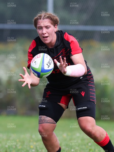 230822 - Wales Women Rugby Training Session - Wales’  Georgia Evans during a training session against the Canadian Women’s rugby squad near Halifax