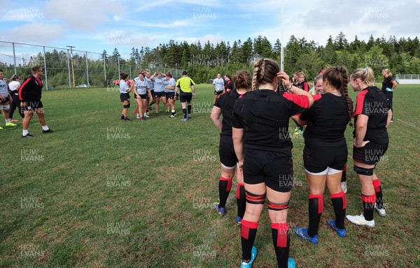 230822 - Wales Women rugby squad players during a training session against the Canadian Women’s rugby squad near Halifax