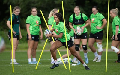 230926 Wales Women Rugby Training Session - Nia Fajeyisan during a training session ahead of the WXV match against the USA