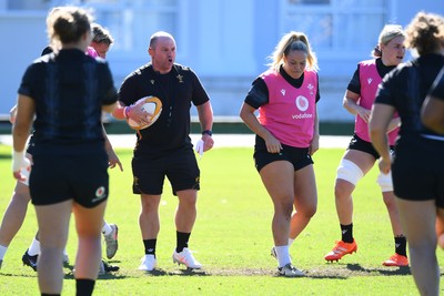 240725 - Wales Women Rugby Training at The Southport School, Southport - Sean Lynn, Wales Women head coach during a Wales Womens Rugby training session ahead of their first tour match against Australia