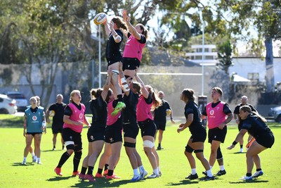 240725 - Wales Women Rugby Training at The Southport School, Southport - The Wales squad during a Wales Womens Rugby training session ahead of their first tour match against Australia