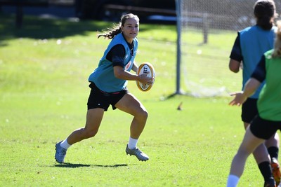 240725 - Wales Women Rugby Training at The Southport School, Southport - Jasmine Joyce during a Wales Womens Rugby training session ahead of their first tour match against Australia