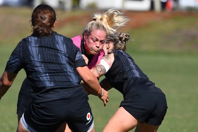 240725 - Wales Women Rugby Training at The Southport School, Southport - Kelsey Jones during a Wales Womens Rugby training session ahead of their first tour match against Australia