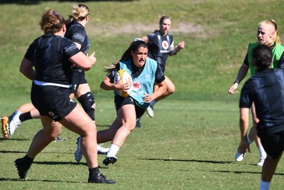 240725 - Wales Women Rugby Training at The Southport School, Southport - Kayleigh Powell during a Wales Womens Rugby training session ahead of their first tour match against Australia