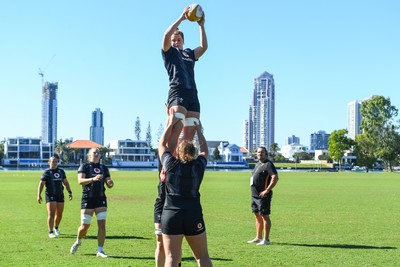 240725 - Wales Women Rugby Training at The Southport School, Southport - Kate Williams during the Wales Womens Rugby training session at The Southport School ahead of their first tour match against Australia