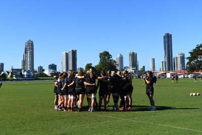 240725 - Wales Women Rugby Training at The Southport School, Southport - A general view of the Wales Womens Rugby training session at The Southport School ahead of their first tour match against Australia