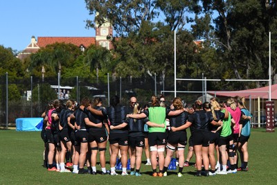 240725 - Wales Women Rugby Training at The Southport School, Southport - A general view of the Wales Womens Rugby training session at The Southport School ahead of their first tour match against Australia
