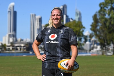 240725 - Wales Women Rugby Training at The Southport School, Southport - Kelsey Jones during the Wales Womens Rugby training session at The Southport School ahead of their first tour match against Australia