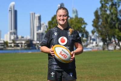 240725 - Wales Women Rugby Training at The Southport School, Southport - Seren Lockwood during the Wales Womens Rugby training session at The Southport School ahead of their first tour match against Australia
