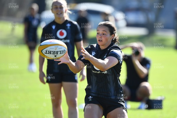 240725 - Wales Women Rugby Training at The Southport School, Southport - Meg Davies during a Wales Womens Rugby training session ahead of their first tour match against Australia