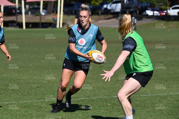 240725 - Wales Women Rugby Training at The Southport School, Southport - Hannah Dallavalle during a Wales Womens Rugby training session ahead of their first tour match against Australia