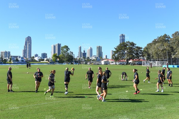 240725 - Wales Women Rugby Training at The Southport School, Southport - A general view of the Wales Womens Rugby training session at The Southport School ahead of their first tour match against Australia