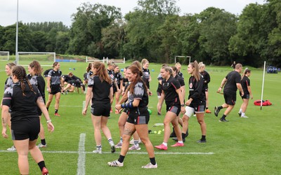 240823 - Wales Women Training session - The Wales Women’s team warm up during training session