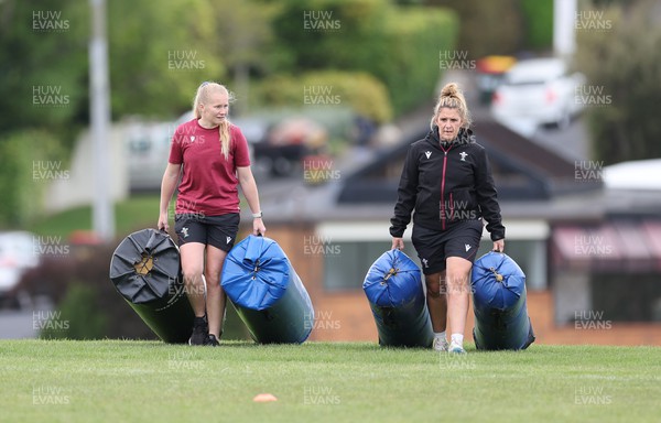 241023 - Wales Women Rugby Training Session - Eve Holcombe and Catrina Nicholas-McLaughlin during a training session ahead of their WXV1 match against New Zealand in Dunedin