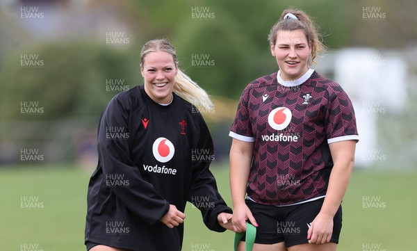 241023 - Wales Women Rugby Training Session - Kelsey Jones and Gwenllian Pyrs during a training session ahead of their WXV1 match against New Zealand in Dunedin