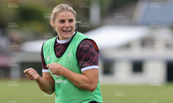 241023 - Wales Women Rugby Training Session - Carys Williams-Morris during a training session ahead of their WXV1 match against New Zealand in Dunedin