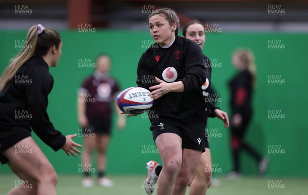 250324 - Wales Women Rugby Training Session  - Hannah Bluck during training session ahead of the Guinness Women’s 6 Nations match against England
