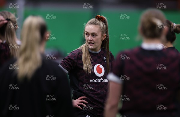 250324 - Wales Women Rugby Training Session  - Hannah Jones during training session ahead of the Guinness Women’s 6 Nations match against England