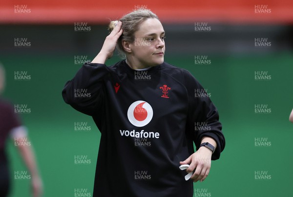250324 - Wales Women Rugby Training Session  - Jenni Scoble during training session ahead of the Guinness Women’s 6 Nations match against England