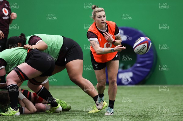 250324 - Wales Women Rugby Training Session  - Keira Bevan during training session ahead of the Guinness Women’s 6 Nations match against England